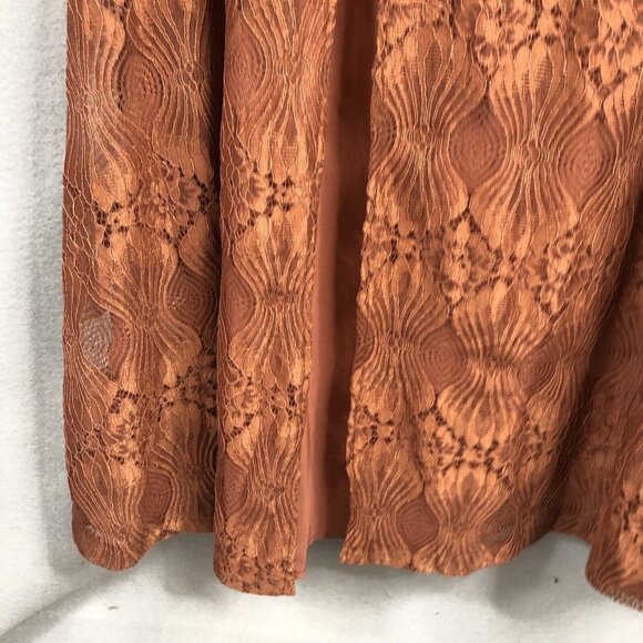 Rust Lace Dress Womens 3XL Sheer Flowy Boho Artsy Dressy Midi Event - Picture 12 of 16